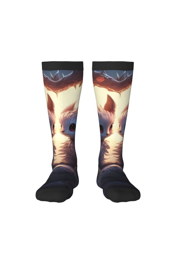 Romantic Rose Animal Couple Print Long Socks,Novelty Design Socks Gift for Men and Women,Crew Socks,Calf Socks