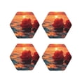 thumbnail image 1 of Honeii Romantic Roses Sunset Ocean Print Leather Coaster Set of 4, Ideal for Safeguarding Your Furniture from Drinks Spills and Effortless Cleanup-Hexagon, 1 of 6