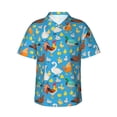 thumbnail image 1 of Honeii Rooster And Chickens Print Men’s Hawaiian Shirt,Classic Button-Down Short Sleeve Shirt, for Beach, Vacation, and Outdoor Activities,Small, 1 of 7