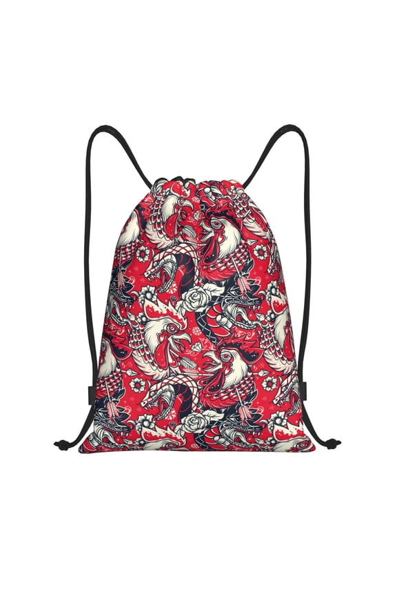 Rooster Head Print Drawstring Backpack,Drawstring Bags String Backpack Gym Cinch Sack Backpack Sport Bag Draw-Small