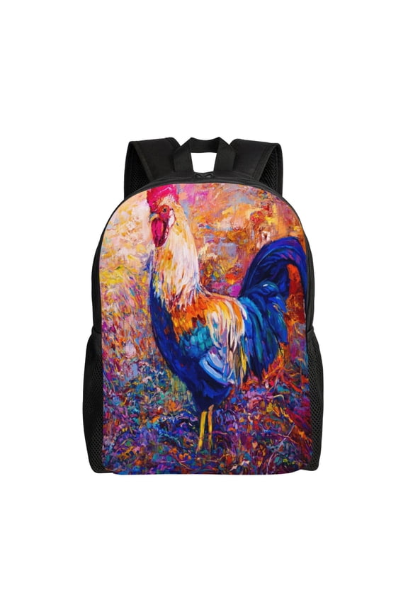 Rooster Oil Painting Print Laptop Backpack for Work, College, Travel, Daily Backpacks for Men Women, Sport Rucksack,Computer Bag