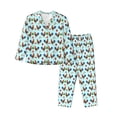 thumbnail image 1 of Honeii Roosters And Plants Print Women's Pajama Sets Long Sleeve Button Down Sleepwear Nightwear Soft Pjs Lounge Sets 2PCS-Small, 1 of 7
