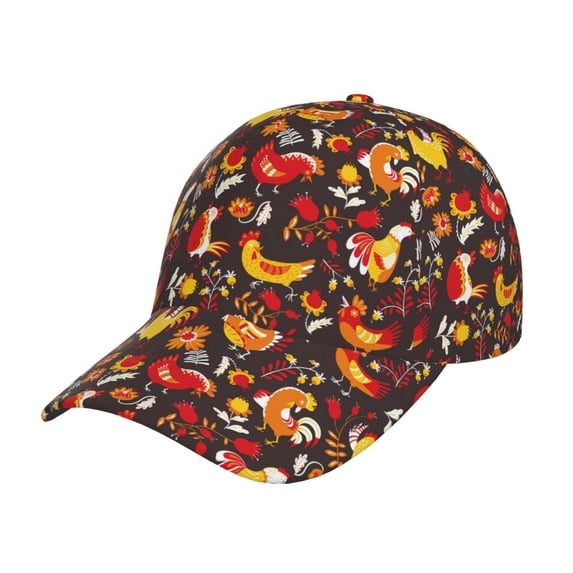 Honeii Roosters Print Hat, Women's Baseball Hat Unisex Fit, Baseball Cap,Adjustable One Size