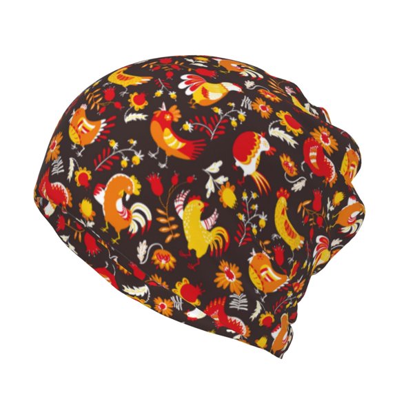 Honeii Roosters Print Winter Beanie Daily Hat - Thermal Polar Fleece Ski Running Hat Skull Cap for Men and Women,Beanie