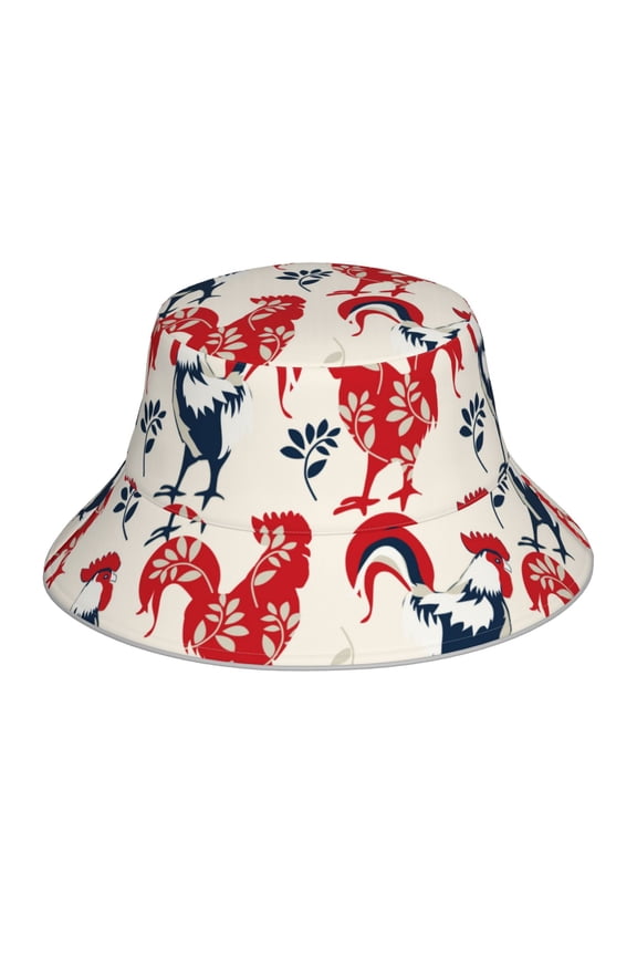 Roosters for Unisex Bucket Hat Waterproof Rain Hat Reversible Shiny Rave Bucket Hat for Concert Festival Boonie Cap
