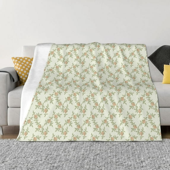 Honeii Rose (2) print throw blanket, crafted from cozy cotton flannel, offers versatile home decor as a bedding suitable for all seasons.-50"x40"