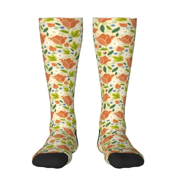 Honeii Rose Daisy Print Long Socks,Novelty Design Socks Gift for Men and Women,Crew Socks,Calf Socks