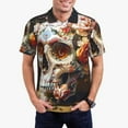thumbnail image 1 of Honeii Rose Floral Skull Print Polo Shirt, A Classic Short-Sleeved, Button-Down Golf Shirt for Men,Mens Polo Shirts Short Sleeve-XX-Large, 1 of 6