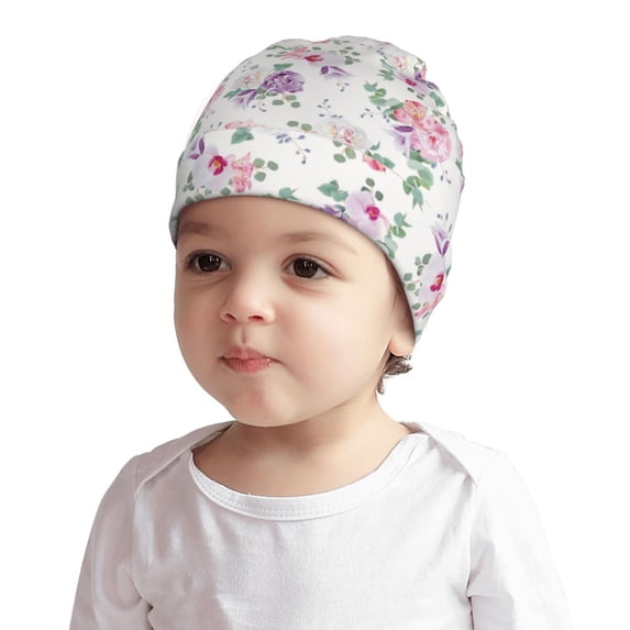 Honeii Rose Flower B or Baby Beanie 0-6 Months 6-12-24 Months Kids Winter Hat,Toddler Beanies Baby Girl Boy Hat Warm Cap for Baby, Infant, Toddler-Small
