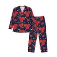 thumbnail image 1 of Honeii Rose Flower Pattern Mens Pajamas Set,2pcs Men's Lounge Long Sleeve Sleep Shirt and Pajama Bottoms Sleepwear Set,Mens Pjs Sets-XX-Large, 1 of 7