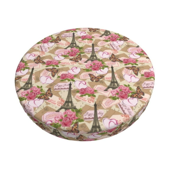 Honeii Rose Flowers Bar Stool Covers – Perfect Fit for 12" to 14" Round Stools, Crease-Resistant, Stretchy, Washable & Dustproof Seat Slipcovers-12 inch
