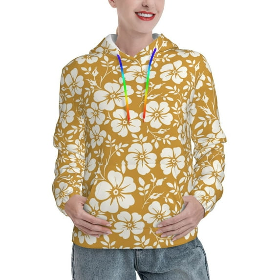 Honeii Rose Flowers Pattern Womens Oversized Hoodies Long Sleeve Sweatshirts Pullover Fall Outfits with Pocket-XX-Large