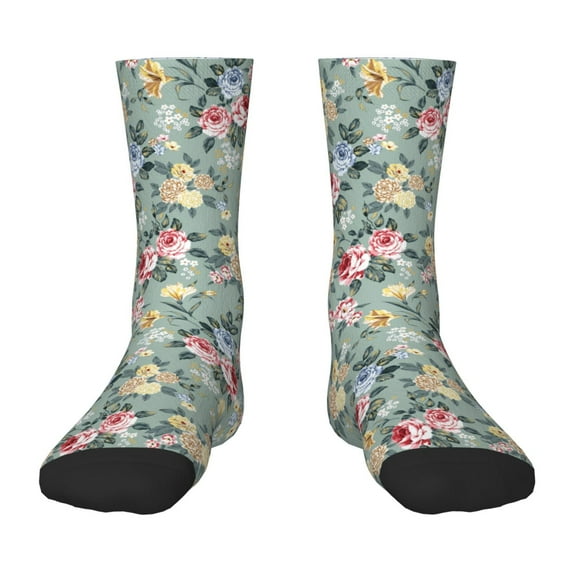 Honeii Rose Flowers Print Children's Colorful Socks,Unisex Kids and Toddlers' Cushioned Sock,Kids Athletic Crew Socks,for Everyday Wear and Sports