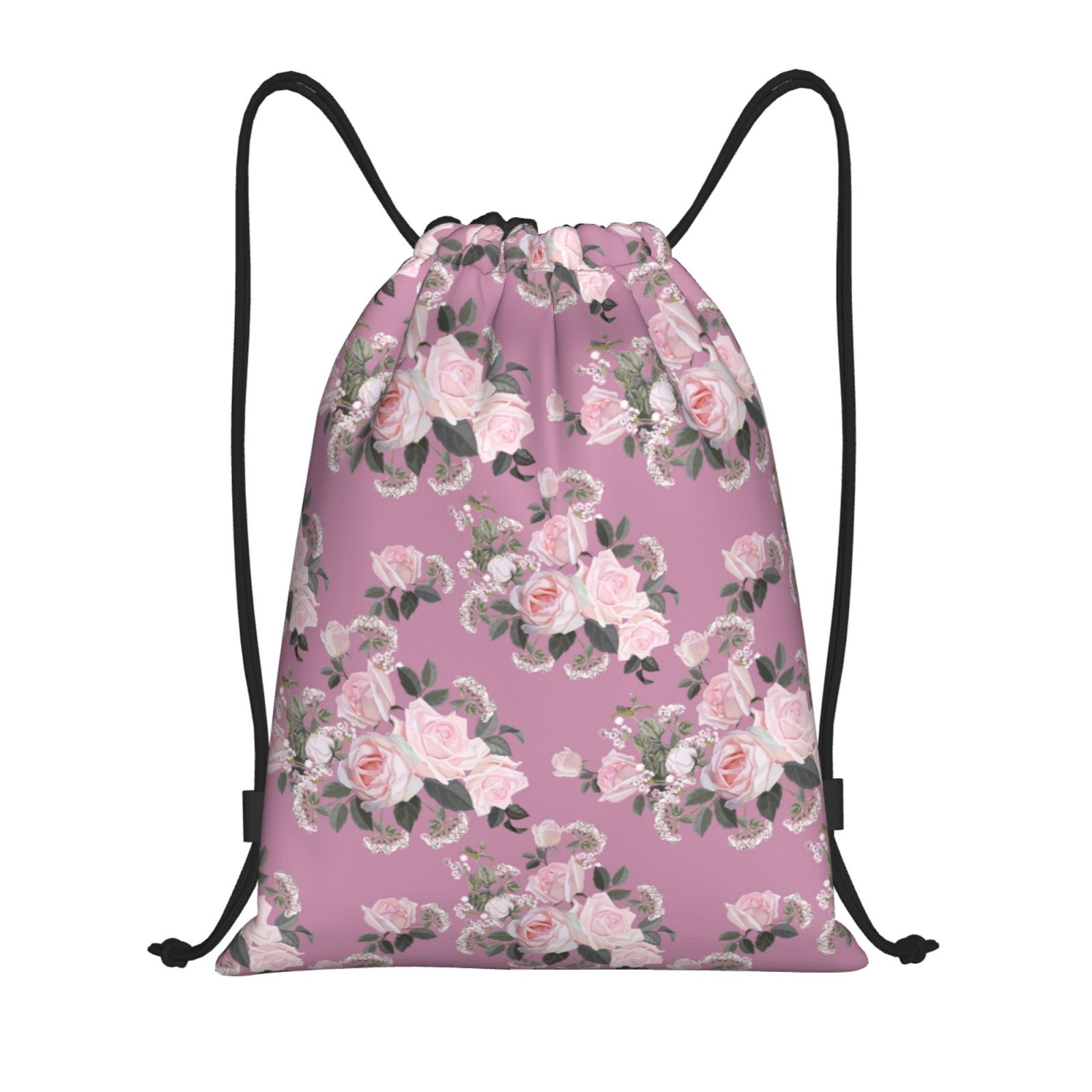 Honeii Rose Flowers Print Drawstring Backpack,Drawstring Bags String