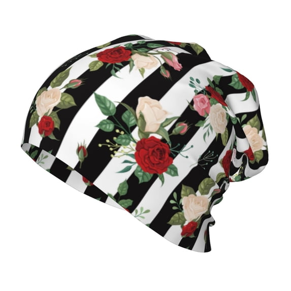 Honeii Rose Flowers Print Kids Knit Beanie Watch Hat ,Knit Cap for Boys and Girls