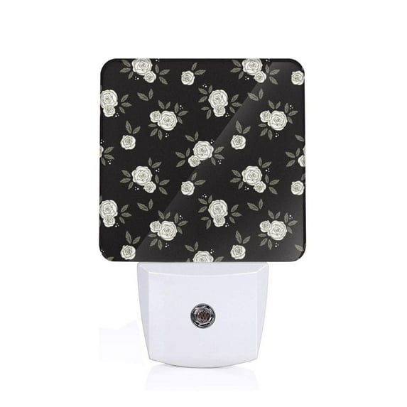 Honeii Rose Flowers Print LED Night Light with Light Sensor, Night Lights Plug Into Wall,Ideal for Bedrooms and Hallways-UK