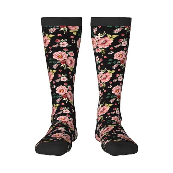 Honeii Rose Flowers Print Long Socks,Novelty Design Socks Gift for Men and Women,Crew Socks,Calf Socks