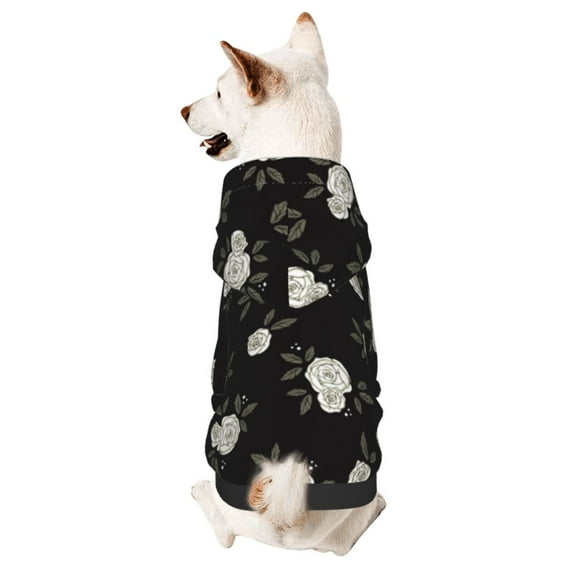 Honeii Rose Flowers Print Small Dog Hoodies Pet Hooded Sweatshirts Fall Winter Puppy Cat Sweaters Warm Clothes for Small Dogs Outfits Costume-Medium