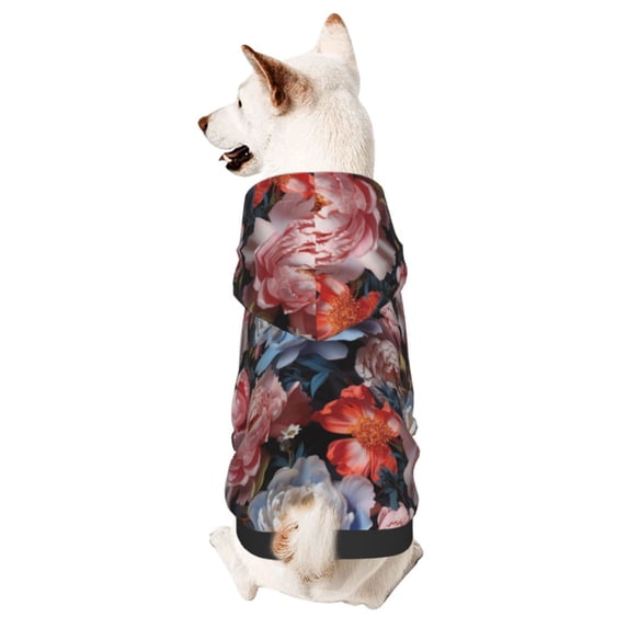 Honeii Rose Flowers Print Small Dog Hoodies Pet Hooded Sweatshirts Fall Winter Puppy Cat Sweaters Warm Clothes for Small Dogs Outfits Costume-Small