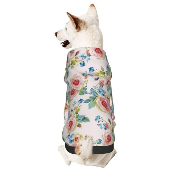 Honeii Rose Flowers Print Small Dog Hoodies Pet Hooded Sweatshirts Fall Winter Puppy Cat Sweaters Warm Clothes for Small Dogs Outfits Costume-X-Small