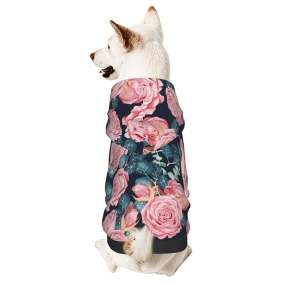 Honeii Rose Flowers Print Small Dog Hoodies Pet Hooded Sweatshirts Fall Winter Puppy Cat Sweaters Warm Clothes for Small Dogs Outfits Costume-X-Small