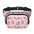 thumbnail image 1 of Honeii Rose Flowers Print Square Double Layer Waist Bag,Waist Belt Bag Fashion Fanny Women and Men,For Travel Running Hiking Walking, 1 of 9