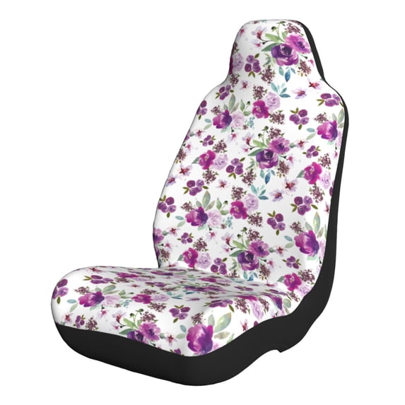 Honeii Violets Flowers for Car Seat Covers Full Set, Seat Covers for Cars, Car Seat Protector Waterproof, Leather Car Seat Cushion-1