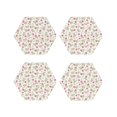 thumbnail image 1 of Honeii Rose Flowers print Leather Coaster Set of 4, ideal for safeguarding your furniture from drinks spills and effortless cleanup-Hexagon, 1 of 6