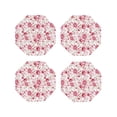 thumbnail image 1 of Honeii Rose Flowers print Leather Coaster Set of 4, ideal for safeguarding your furniture from drinks spills and effortless cleanup-Octagon, 1 of 6