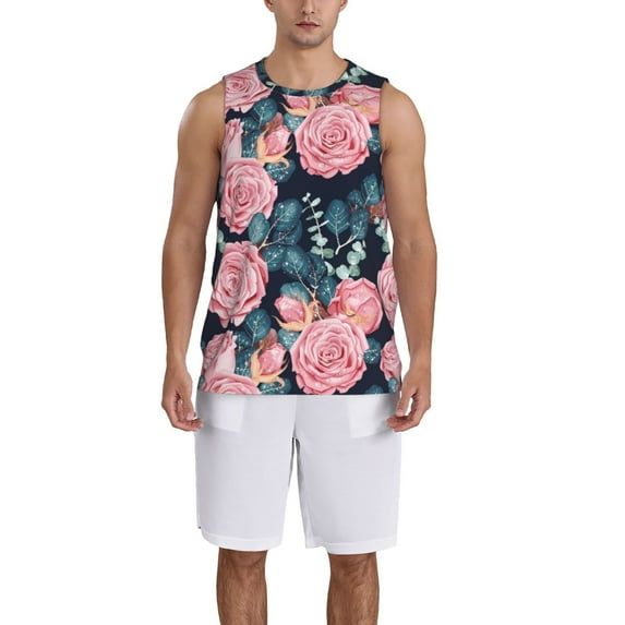 Honeii Rose Flowers print basktball shirt for men and women, Unisex basketball jersey for Theme party-3X-Large