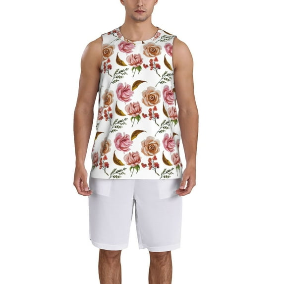 Honeii Rose Flowers print basktball shirt for men and women, Unisex basketball jersey for Theme party-Large