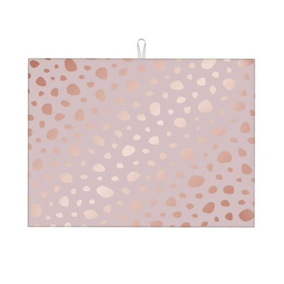 Honeii Rose Gold Abstract Spots 1 print Super Absorbent Coffee Bar Mat Hide Stain Coffee Maker Mat for Countertops Coffee Pot Dish Drying Mat for Kitchen Counter