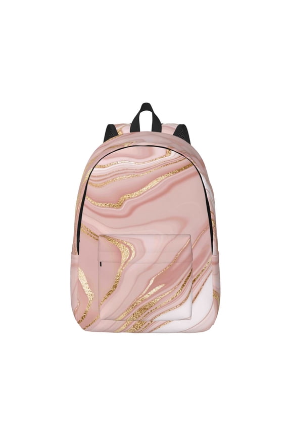 Rose Gold Glitter Splatter Print Canvas College Laptop Backpack, Durable Rucksack Travel Notebook Bag School Backpack Book Bag for Men Women-Small