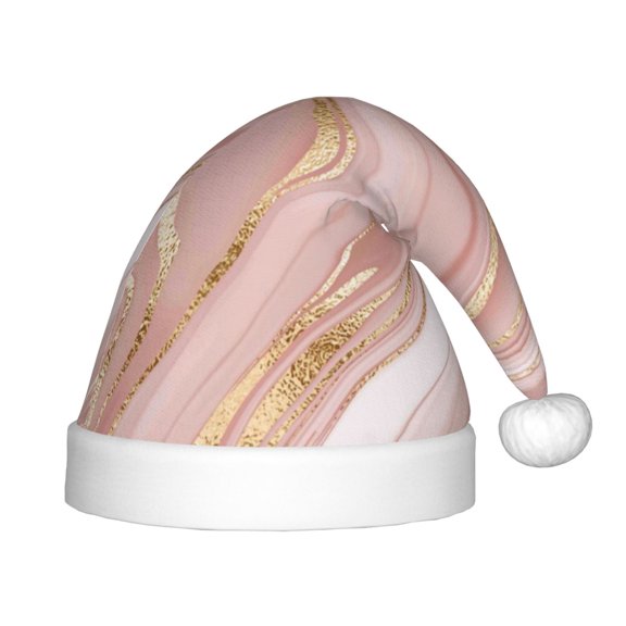 Honeii Rose Gold Glitter Splatter Print Hat Santa Claus Hat For Xmas Party, Christmas Caps For Boys Girls Child,Christmas Beanie