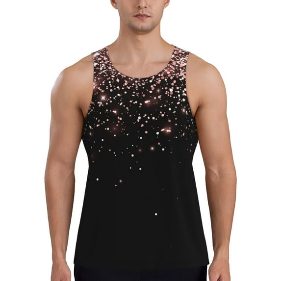 Honeii Rose Gold Glitter1 Pattern Men's Workout Tank Top Casual Sleeveless Gym Muscle Shirts Bodybuilding Tee-3X-Large