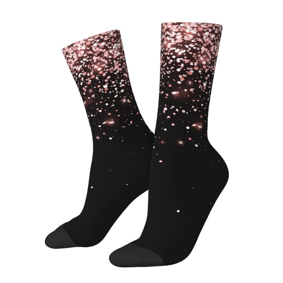 Honeii Rose Gold Glitter1 Print Adult Socks,Crew Socks,Casual Calf Socks,Daily Wear Socks for Men & Women, Perfect for Sports, Casual and Everyday Use