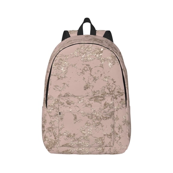 Honeii Rose Gold Marble Texture Print Canvas College Laptop Backpack, Durable Rucksack Travel Notebook Bag School Backpack Book Bag for Men Women-Medium