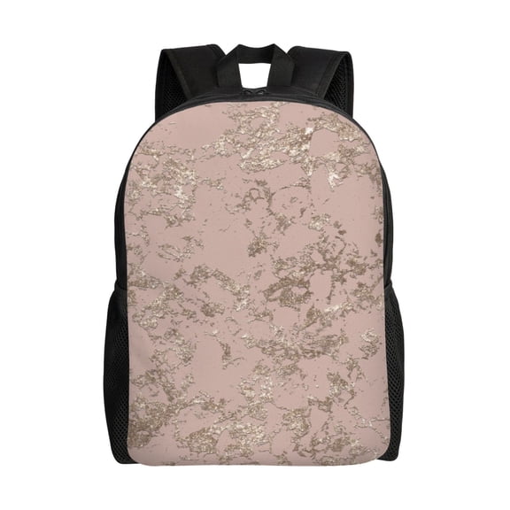 Honeii Rose Gold Marble Texture Print Laptop Backpack for Work, College, Travel, Daily Backpacks for Men Women, Sport Rucksack,Computer Bag