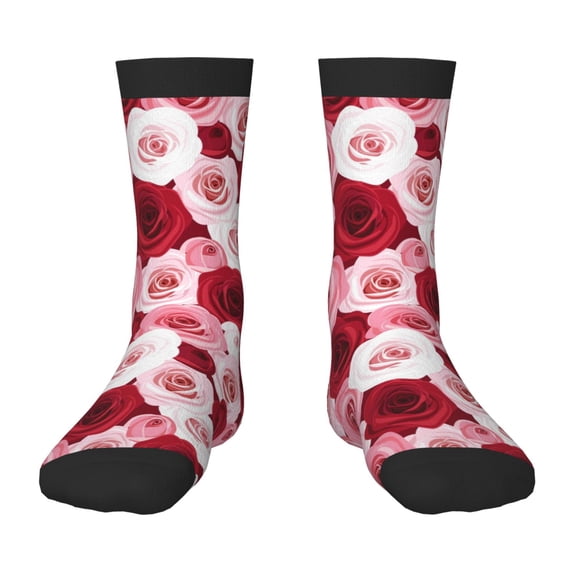 Honeii Rose Print Children's Colorful Socks,Unisex Kids and Toddlers' Cushioned Sock,Kids Athletic Crew Socks,for Everyday Wear and Sports
