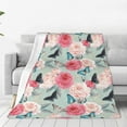 thumbnail image 1 of Honeii Roses and Butterflies Print Fleece Blanket - Throw Blanket for Bed, Sofa, Couch, Camping, and Travel , Microplush Ultra Soft Warm Blanket-80"x60", 1 of 7