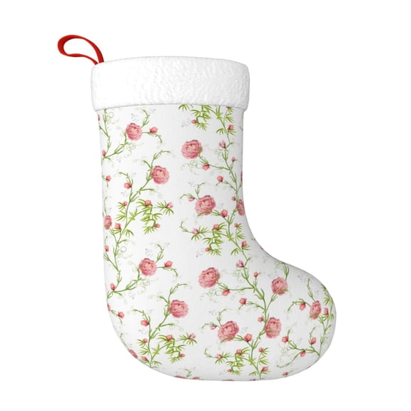 Honeii Roses Flowers for Christmas Stocking,Large Xmas Stocking,Holiday and Family Stocking for Fireplace Christmas Holiday Party Decoration