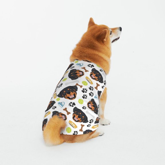 Honeii Rottweiler Pattern 100% Cotton Dog Clothes Dog Costumes Doggie Shirts Puppy Shirt Pet Vest Tank Top Cat Tee-XX-Large