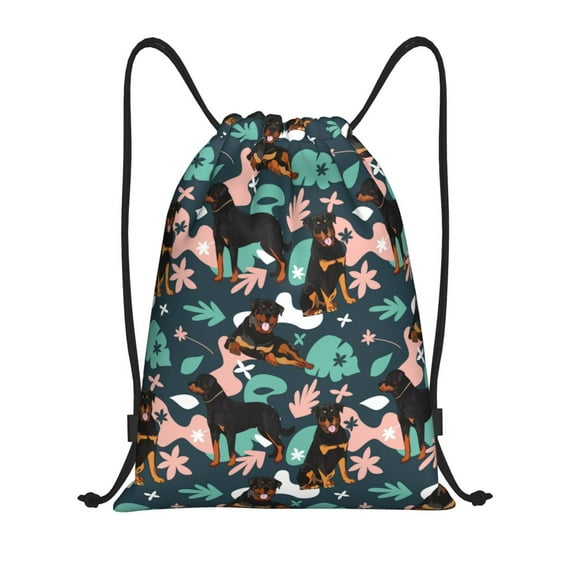 Honeii Rottweiler Print Drawstring Backpack,Drawstring Bags String Backpack Gym Cinch Sack Backpack Sport Bag Draw-Medium