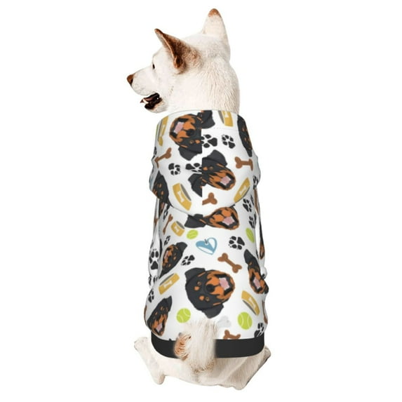 Honeii Rottweiler Print Small Dog Hoodies Pet Hooded Sweatshirts Fall Winter Puppy Cat Sweaters Warm Clothes for Small Dogs Outfits Costume-X-Small