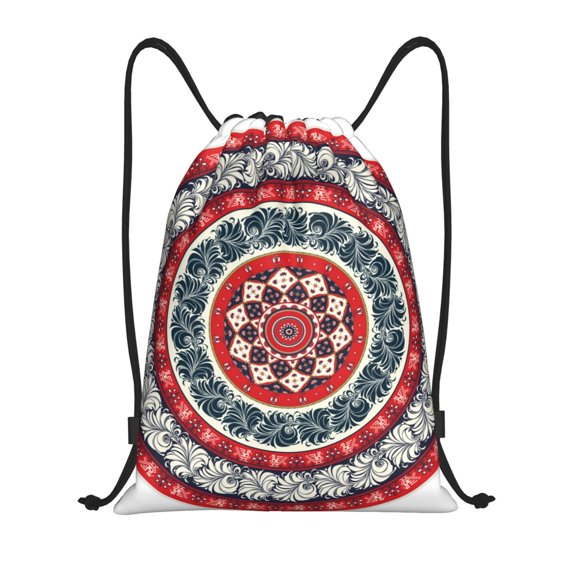 Honeii Round Design Print Drawstring Backpack,Drawstring Bags String Backpack Gym Cinch Sack Backpack Sport Bag Draw-Small