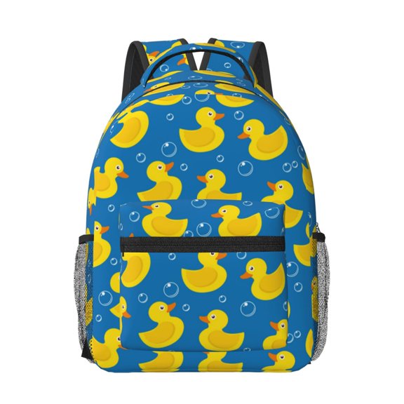 Honeii Rubber Duck Print Backpack for School,15.6 inch Laptop Back Pack for High School and College Students, Waterproof Computer Bookbag-One Size