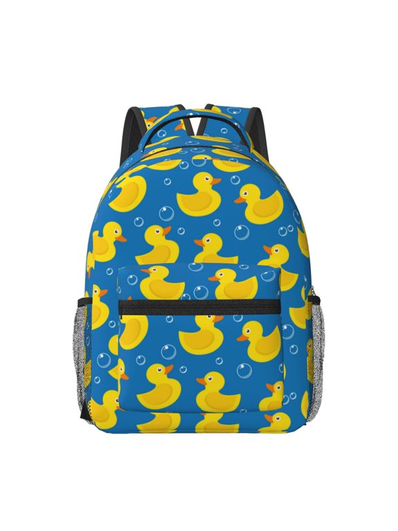 Rubber Duck Print Backpack for School,15.6 inch Laptop Back Pack for High School and College Students, Waterproof Computer Bookbag-One Size