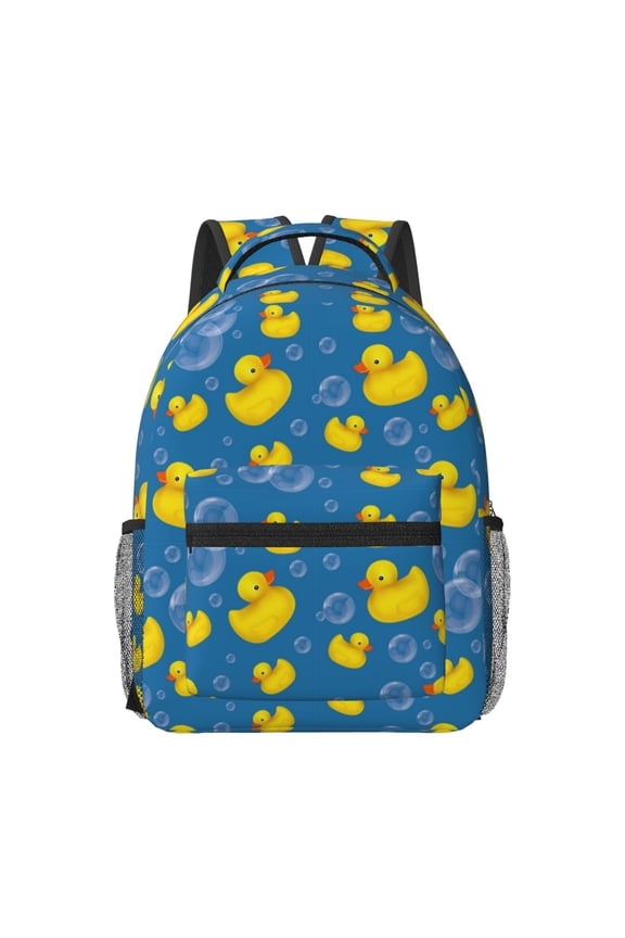 Rubber Duck Print Backpack for School,15.6 inch Laptop Back Pack for High School and College Students, Waterproof Computer Bookbag-One Size