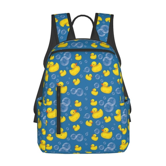 Honeii Rubber Duck Print Lightweight Backpacks,Carry on Backpack,Durable Backpack for School, Work & Travel