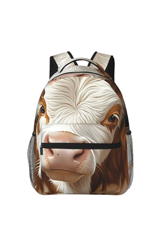 Rustic Cow Butterflies Champagne Print Backpack for Both Men and Women, Basic Bookbag for College, Work, or Travel,Rucksack Computer Bag-One Size